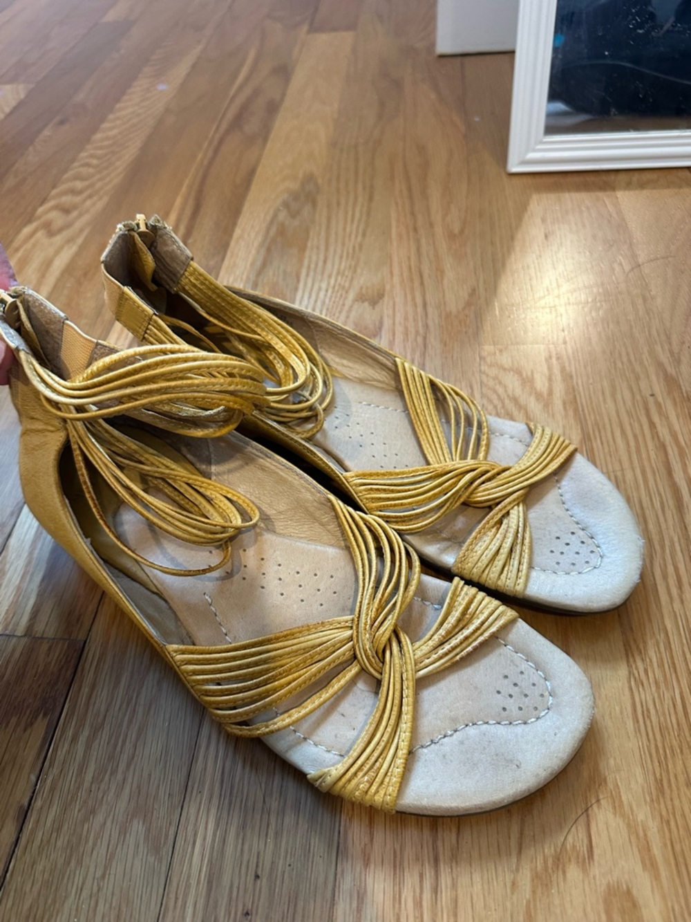 Women’s Yellow Strappy Sandals - Unbranded